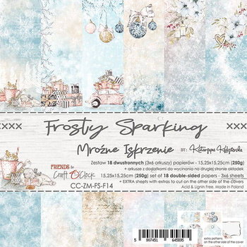 Zestaw papierów, Frosty Sparking, 15x15 cm - Craft O'Clock