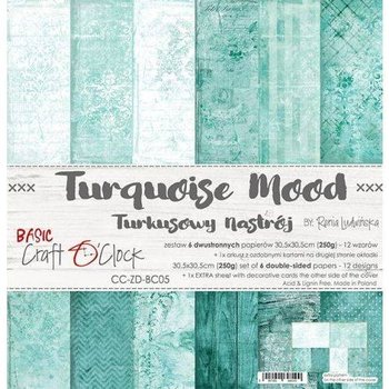 Zestaw papierów ozdobnych, 30x30cm, Turquoise Mood - Craft O'Clock