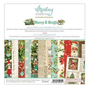 Zestaw papierów ozdobnych, Merry&Bright, 15x15 cm - Mintay Papers