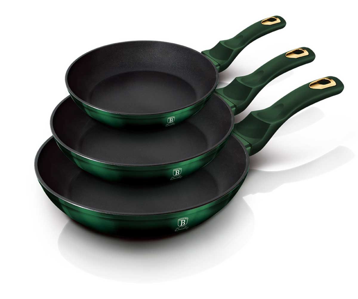 Zestaw patelni Berlinger Haus Emerald, zielony, 20 cm, 24 cm, 28 cm, 3 elementy, BH/6168