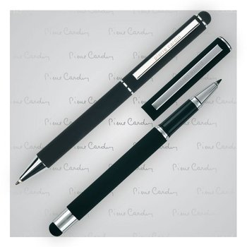 Zestaw piśmienniczy długopis i pióro kulkowe soft touch CLAUDIE czarny - Inna marka