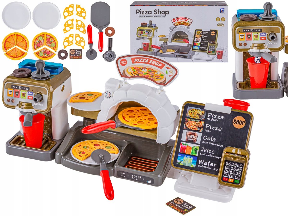 Zestaw pizzeria dla dzieci pizza kasa fiskalna ekspres sklep