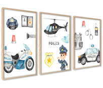 Zestaw Plakatów Dla Dziecka Policja Radiowóz 21x30cm