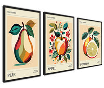 Zestaw plakatów Vintage do kuchni Gruszka Jabłko Pomelo 21x30cm