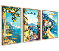Zestaw Plakatów włoskie podróże Amalfi Neapol Sorrento 21x30cm