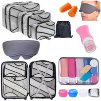 Zestaw Podróżny Idealny Na Sezon Wakacyjny I Nie Tylko  Zestaw 6 Organizerów Do Walizki  Kosmetyczka Podróżna Z 7 Pojemniczkami  Opaska Na Oczy, Na Spokojny Sen