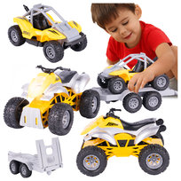 ZESTAW POJAZDÓW Z PRZYCZEPĄ LAWETA QUAD TERENÓWKA ŚWIATŁA DŹWIĘKI