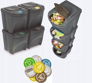 Zestaw Pojemników Do Segregacji Śmieci 4 Sztuki L - PROSPERPLAST