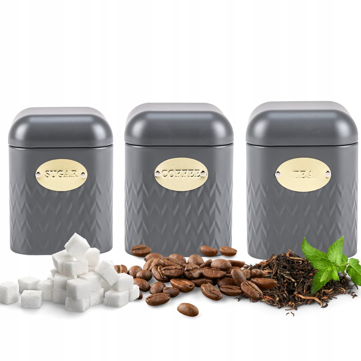 Фото - Харчовий контейнер Stal Zestaw POJEMNIKÓW Komplet Kawa Herbata Cukier Komplet 3el 