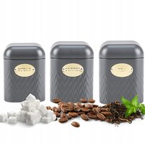 Zestaw POJEMNIKÓW Komplet Kawa Herbata Cukier Komplet 3el Stal