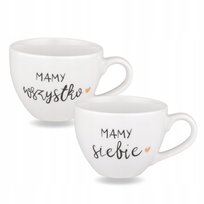 Zestaw porcelanowych kubków 500 ml - Mamy wszystko Mamy siebie ZŁOTE SERCE