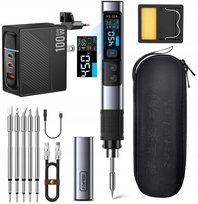 Zestaw precyzyjna lutownica cyfrowa Fnirsi HS-02A 100W groty 5 szt zasilacz