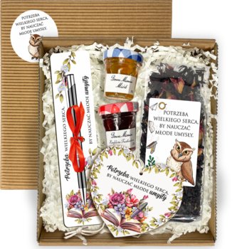Zestaw Prezent na Dzień Nauczyciela Zakończenie roku szkolnego Długopis Zakładka do książki Herbata Podziękowanie dla Wychowawcy