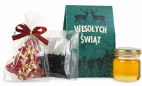 Zestaw prezent na święta mikołajki podziękowanie herbata czekoladka miód