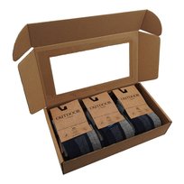 Zestaw prezentowy dla Dziadka : 3 pary bardzo ciepłych i miękkich skarpet 3Kamido Merino szaro - granatowych, w ładnym pudełku prezentowym rozmiar 39-42, Dzień Dziadka