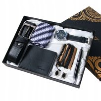 Zestaw Prezentowy Dla Mężczyzny Portfel Pasek Zegarek Bransoletka Długopis