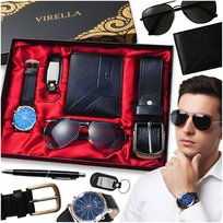 ZESTAW PREZENTOWY DLA MĘŻCZYZNY PORTFEL PASEK ZEGAREK OKULARY PREZENT