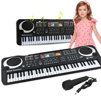 ZESTAW PREZENTOWY Duże Organy Keyboard Pianino Do Nauki 61 Mikrofon Y2