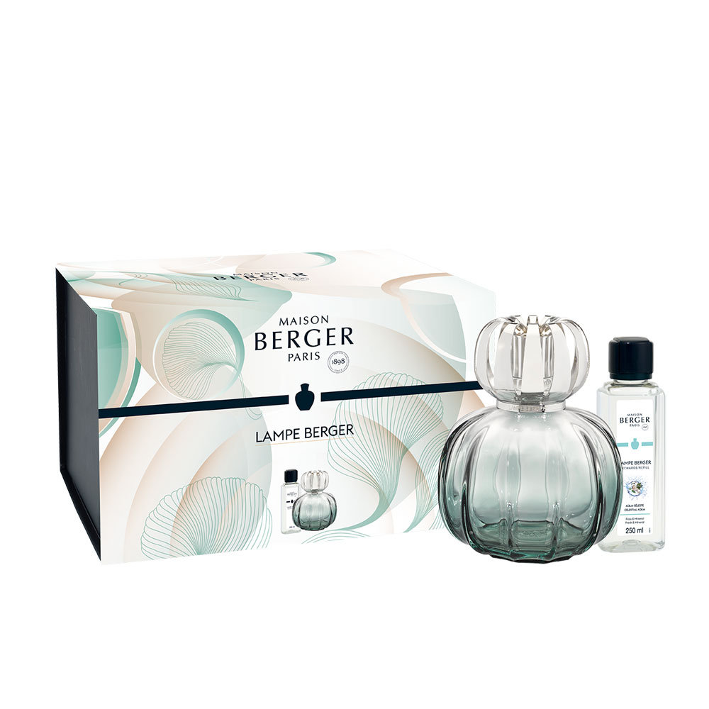Zestaw prezentowy - Maison Berger - lampa katalityczna Corali zielona + esencja Celestial Aqua 250 ml