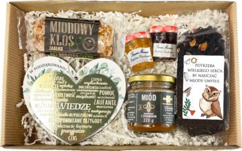 Zestaw Prezentowy Prezent Na Dzień Nauczyciela Miód Herbata Podziękowanie Upominek Dla Wychowawcy Z Grawerem Box Pudełko