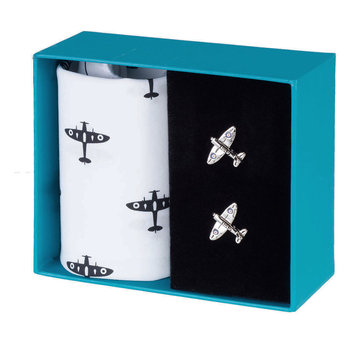 Zestaw prezentowy Spinki i Chusteczka Samolot Spitfire HS-12 - Inna marka