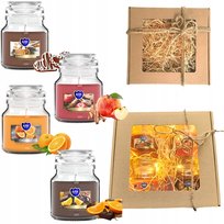 ZESTAW PREZENTOWY ŚWIĄTECZNY 4x ŚWIECE ZAPACHOWE na PREZENT dla kobiety LED