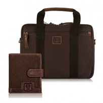 ZESTAW PREZENTOWY ZUP-75-BR TORBA NA LAPTOPA T-31-BR I PORTFEL MĘSKI T-04-BR Paolo Peruzzi