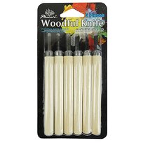 Zestaw Profesjonalnych Dłut do Rzeźbienia w Drewnie 6 szt. Noże Rzeźbiarskie do Linorytu i Drzeworytu Phoenix Woodful Knife Narzędzia Modelarskie