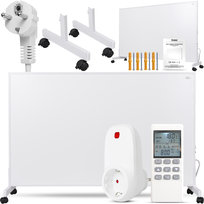 Zestaw Promiennik podczerwieni Panel grzewczy CRONOS Carbon P800 White z nóżkami + Termostat z pilotem