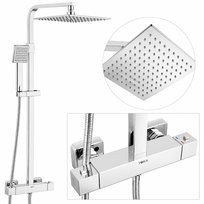 Zestaw Prysznicowy Termostatyczny Chrom Deszczownica 25 cm ANTI-CALC kolumna z baterią Yoka Home Yoka Home