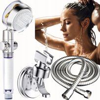 ZESTAW PRYSZNICOWY WĄŻ SŁUCHAWKA z TURBINĄ UCHWYT OSZCZĘDNA NAPOWIETRZAJĄC