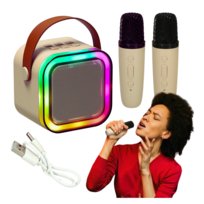 Zestaw Przenośny Bezprzewodowy Bluetooth Karaoke + 2 Mikrofony Usb Mini