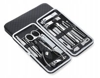 Zestaw Przybornik do Manicure i Pedicure 19 elementów Czarne Etui