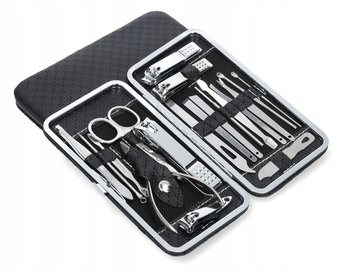 Zestaw Przybornik do Manicure i Pedicure 19 elementów Czarne Etui - XTECH