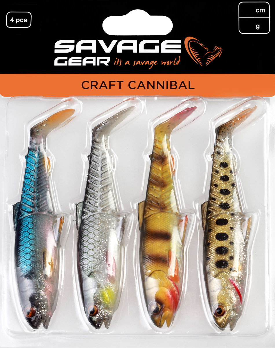 Savage Gear Craft Cannibal Paddletail - Shad - Mezcla de Agua Clara - 12.5cm - 20g - 4 Piezas