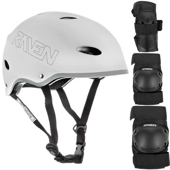 Zestaw RAVEN Kask F511 Grey, rozmiar S + Ochraniacze, rozmiar S - Raven