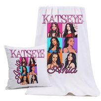 ZESTAW RĘCZNIK PODUSZKA Z IMIENIEM KATSEYE CHAOS TOUR GIRLSBAND PLAŻA 50x100 Inna marka