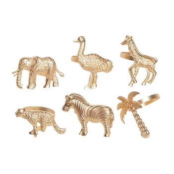 Zestaw serwetników safari DUWEN Samafa, złoty, 4,5x6 cm - Duwen