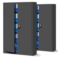 Zestaw SET Szaf Metalowych 2 x JAN NOWAK Model JAN II 1150x1850x400 Biurowa Szafka Na Akta: Antracytowa, Duża Szafa Do Biura, Na Dokumenty, Segregatory, Pojemna z Metalu Warsztatowa W Kolorze Antracy