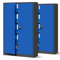 Zestaw SET Szaf Metalowych 2 x JAN NOWAK Model JAN II 1150x1850x400 Biurowa Szafka Na Akta,: Antracytowo-Niebieska, Duża Szafa Do Biura, Na Dokumenty, Segregatory, Pojemna z Metalu Warsztatowa 