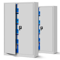 Zestaw SET Szaf Metalowych 2 x JAN NOWAK Model JAN II 1150x1850x400 Biurowa Szafka Na Akta: Szara, Duża Szafa Do Biura, Na Dokumenty W Kolorze Szarym, Segregatory, Pojemna z Metalu Warsztatowa, Szare