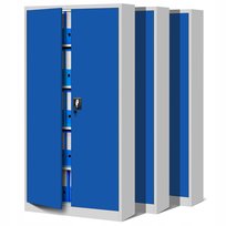 Zestaw SET Szaf Metalowych 3 x JAN NOWAK Model JAN 900x1850x400 Biurowa Szafka Na Akta: Szaro-Niebieska, Duża Szafa Do Biura, Na Dokumenty, Segregatory, Pojemna z Metalu, Warsztatowa, Wysokie Szafy D