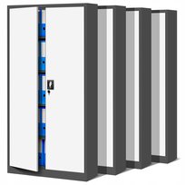 Zestaw SET Szaf Metalowych 4 x JAN NOWAK Model JAN 900x1850x400 Biurowa Szafka Na Akta: Antracytowo-Biała, Duża Szafa Do Biura, Na Dokumenty, Segregatory, Pojemna z Metalu, Warsztatowa, Wysokie Szafy