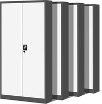 Zestaw SET Szaf Metalowych 4 x JAN NOWAK Model JAN H 900x1950x400 Biurowa Szafka Na Akta: Antracytowo-Biała, Duża Szafa Do Biura, Na Dokumenty, Segregatory, Pojemna z Metalu, Warsztatowa, Wysokie Sza