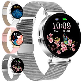 ZESTAW SMARTWATCH ZEGAREK DAMSKI KARDIOWATCH POMIAR CUKRU EKG HRV PPG CIŚNIENIE SZKŁO MENU PL - Inny producent