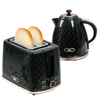 Zestaw śniadaniowy HOMCOM Kettle Toaster 2200 W, 1,7 litra, podwójny toster, filtr przeciwkamieniowy, 7 poziomów opiekania, funkcja rozmrażania i podgrzewania Homcom