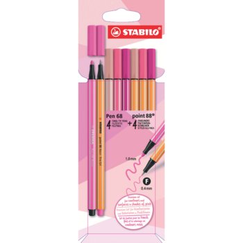 Zestaw Stabilo Cienkopisy Point 88 i Flamastry Pen 68 Limitowana Edycja Shades Of Pink, Odcienie Różu, 8 sztuk - Stabilo