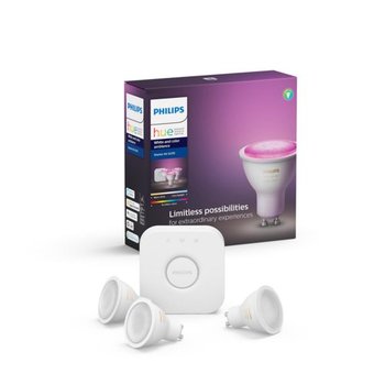 Zestaw startowy PHILIPS Hue White and Color Ambiance GU10 (3 szt. E27 + mostek + regulator przyciemniania) - Philips