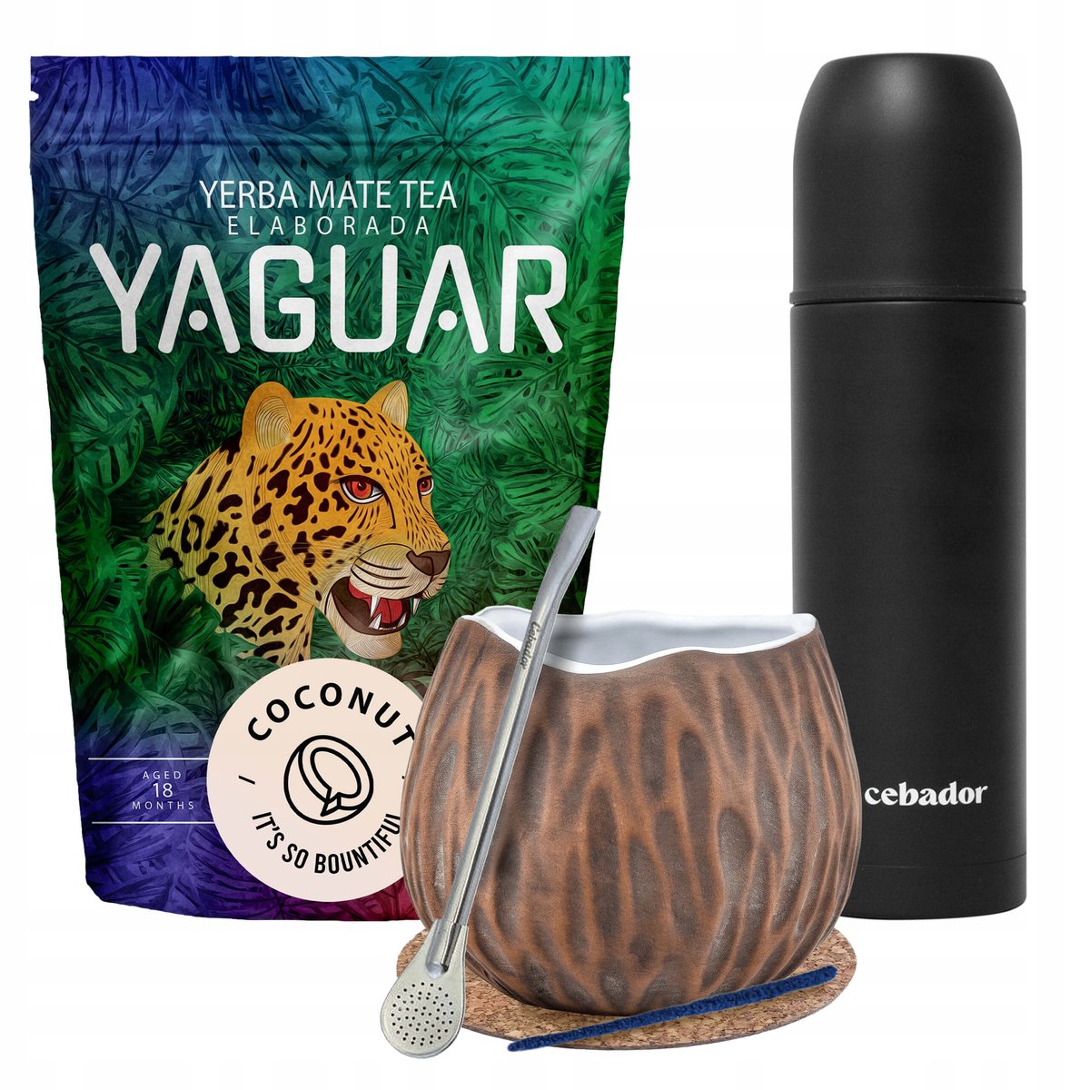 Zestaw Startowy Yerba Mate Yaguar Coconut Yerbomos - Cebador | Sklep ...