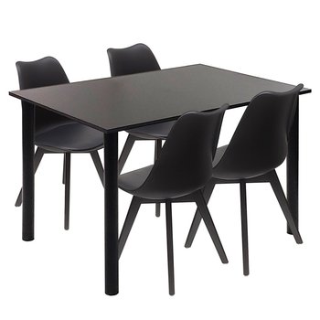 Zestaw stół Lugano 120 czarny i 4 krzesła NORDEN MONO czarne - BMDesign